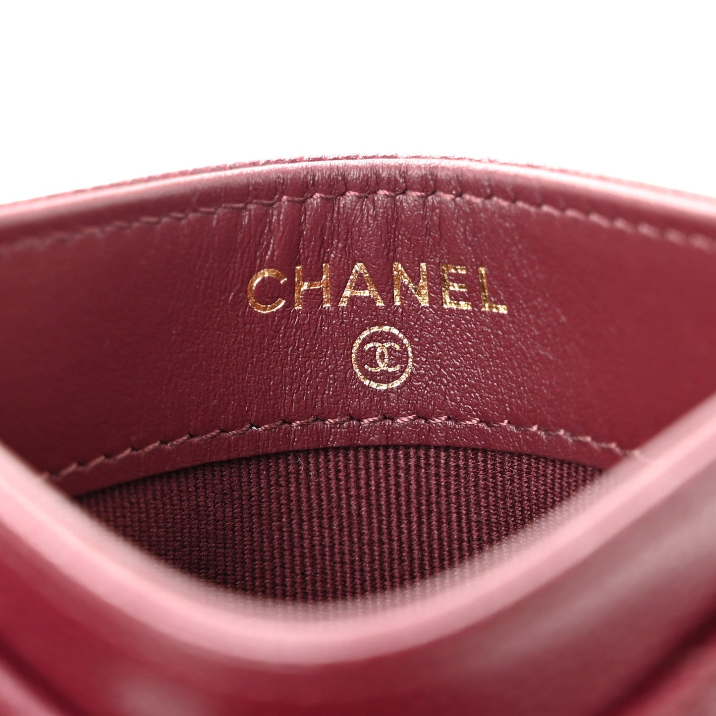 Caviar Quilted Card Holder Dark Burgundy