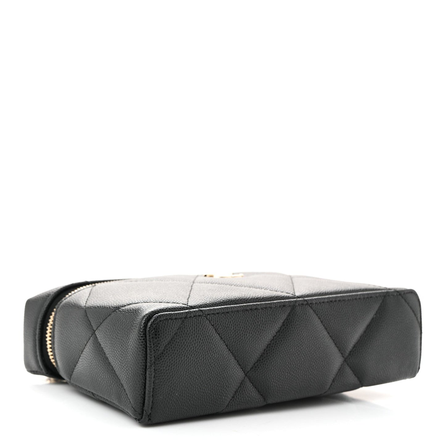 Caviar Quilted Top Handle Slim Vanity With Chain Black