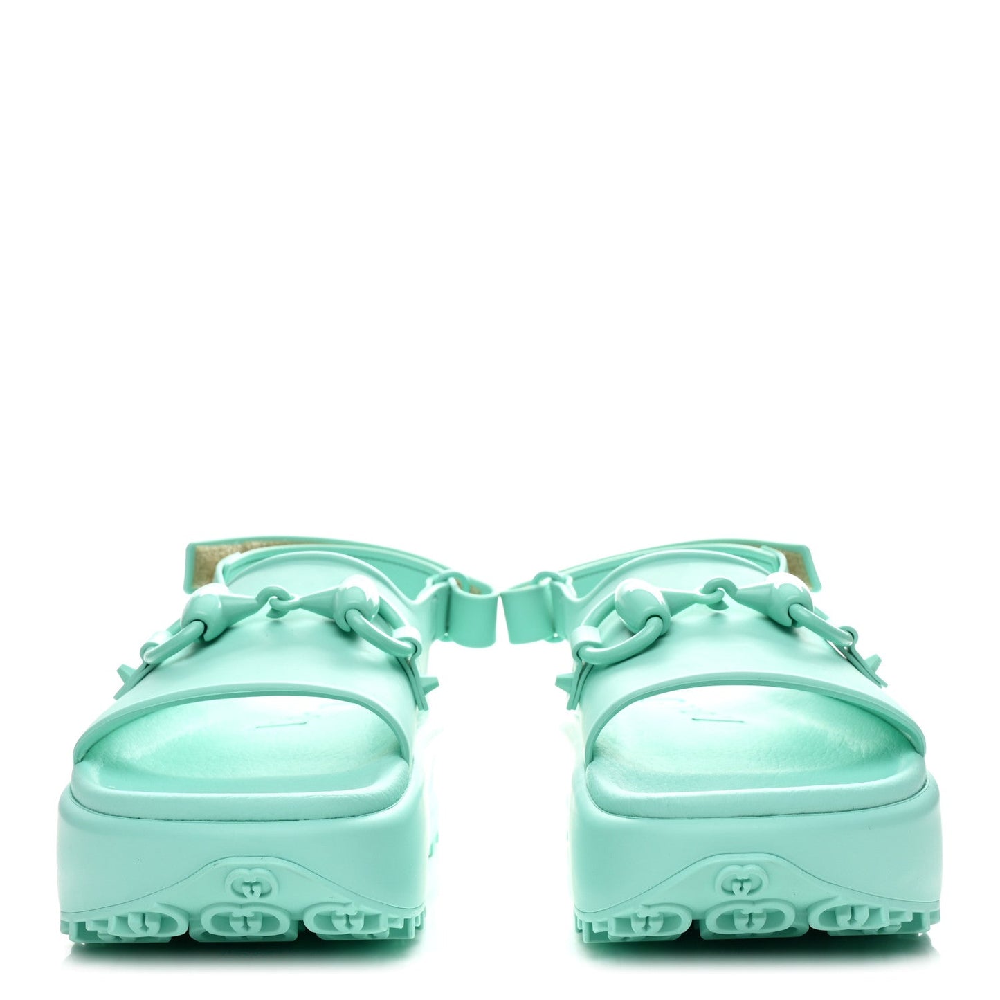 Soft Rubber Horsebit Womens Slingback Sandals 37 Teal Cyan