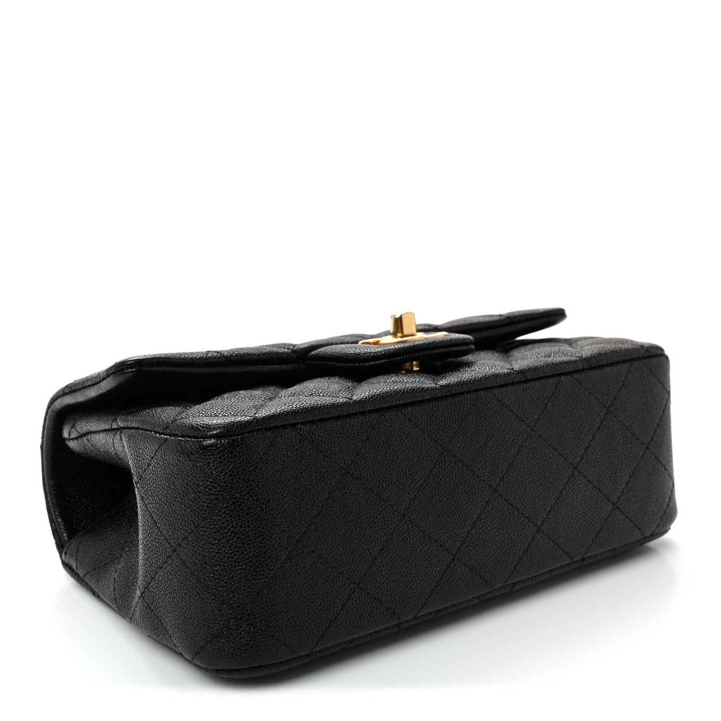 Caviar Quilted Mini Top Handle Rectangular Flap Black