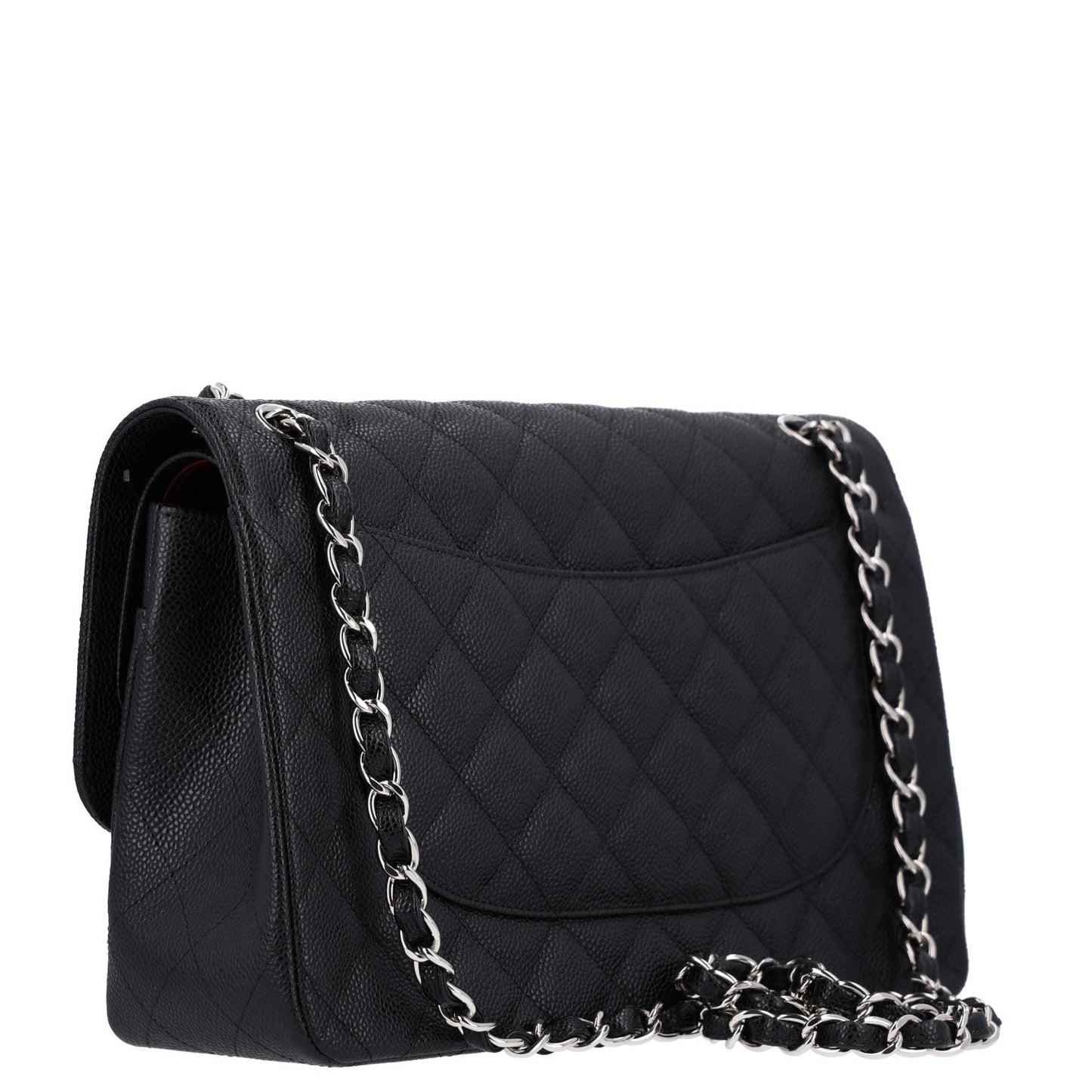 Caviar Quilted Jumbo Double Flap Black