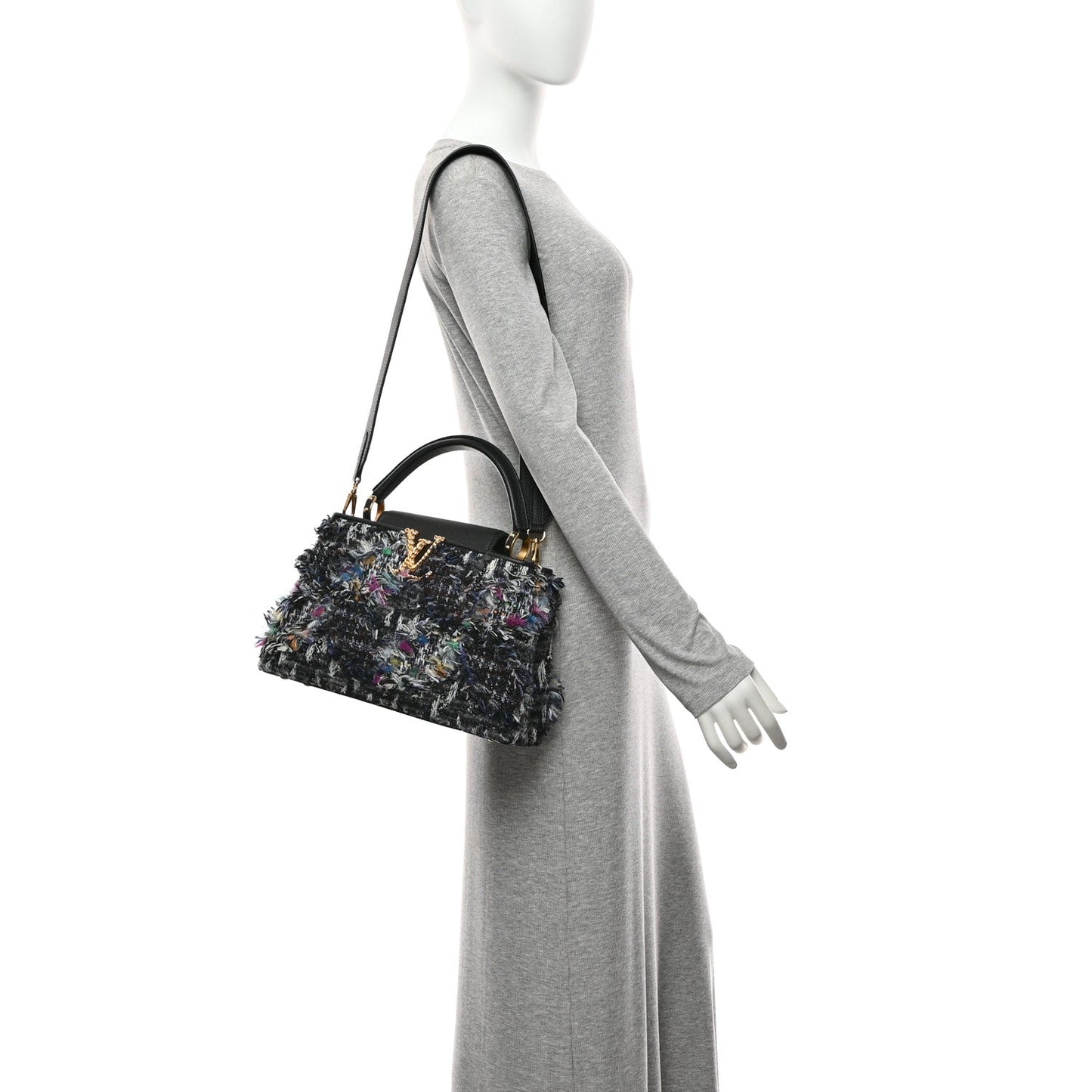Tweed Calfskin Capucines MM Multicolor