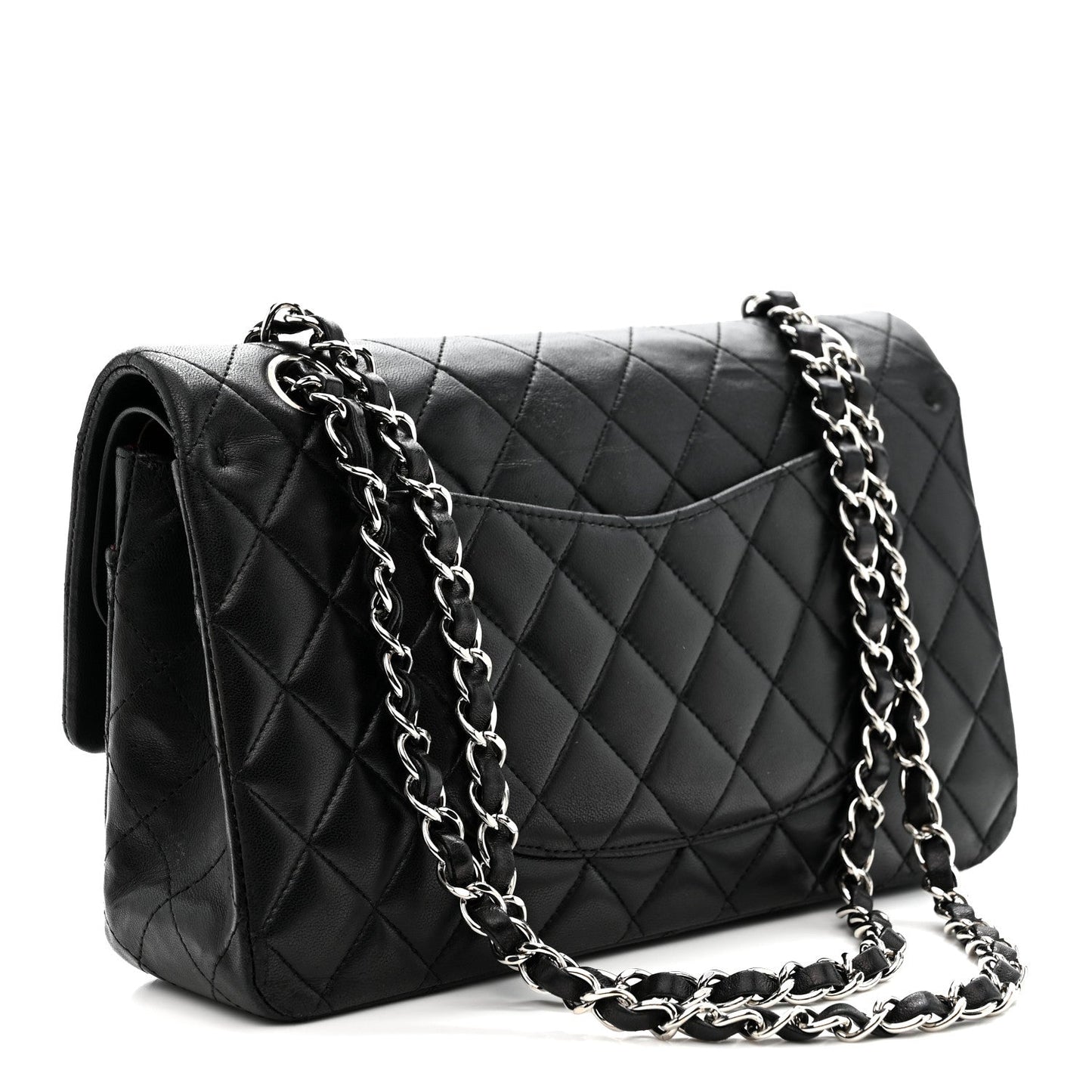 Lambskin Quilted Medium Double Flap Black