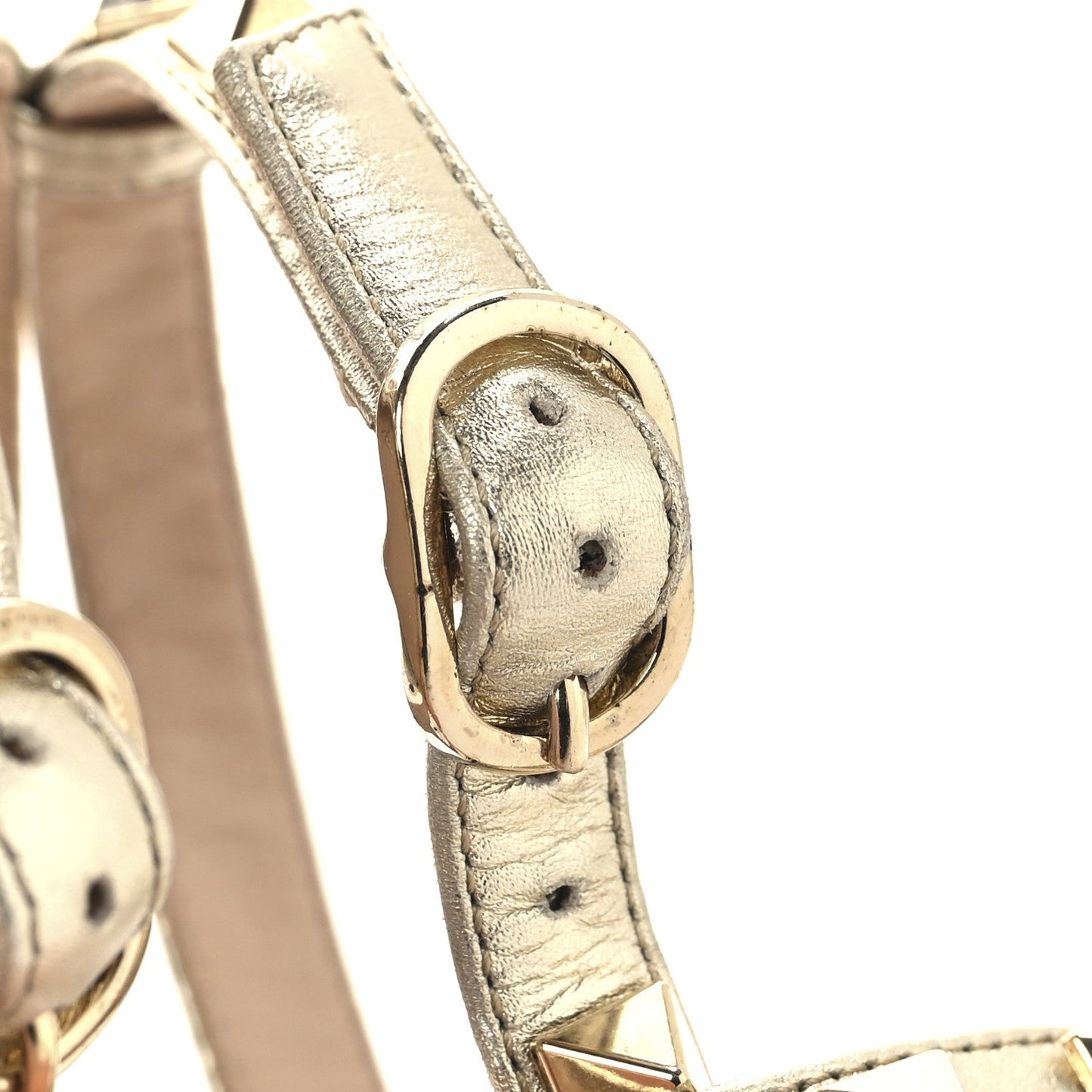 Metallic Nappa Rockstud Ankle Strap 65mm Pumps 36 Gold