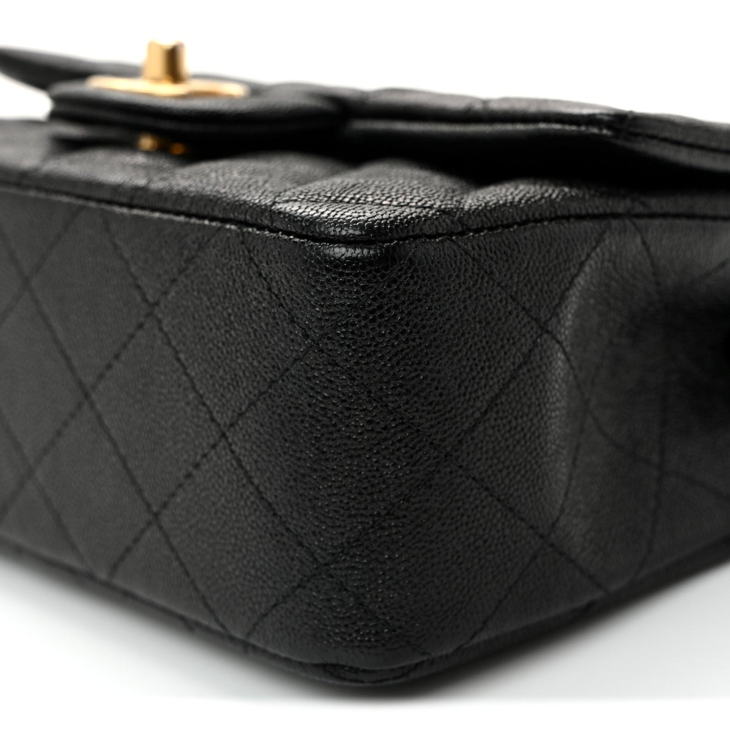Caviar Quilted Mini Top Handle Rectangular Flap Black