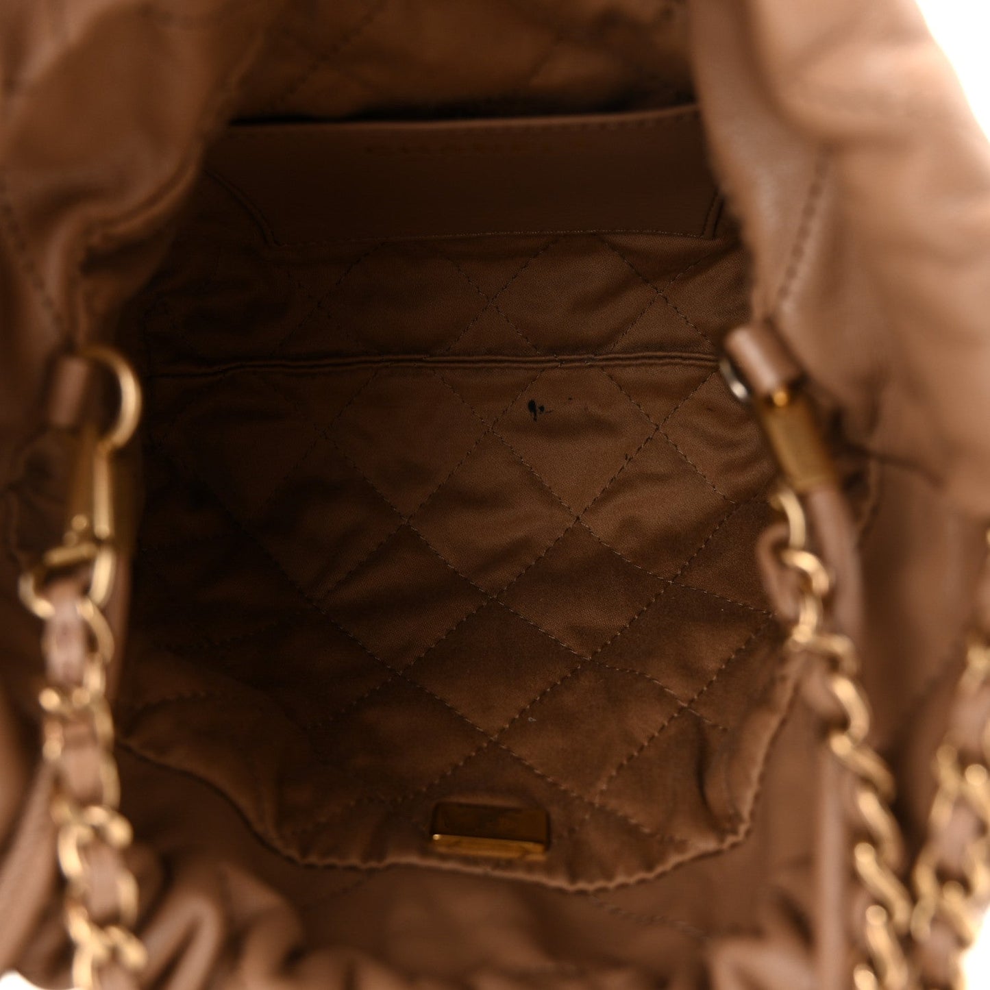 Shiny Calfskin Quilted Mini Chanel 22 Dark Beige