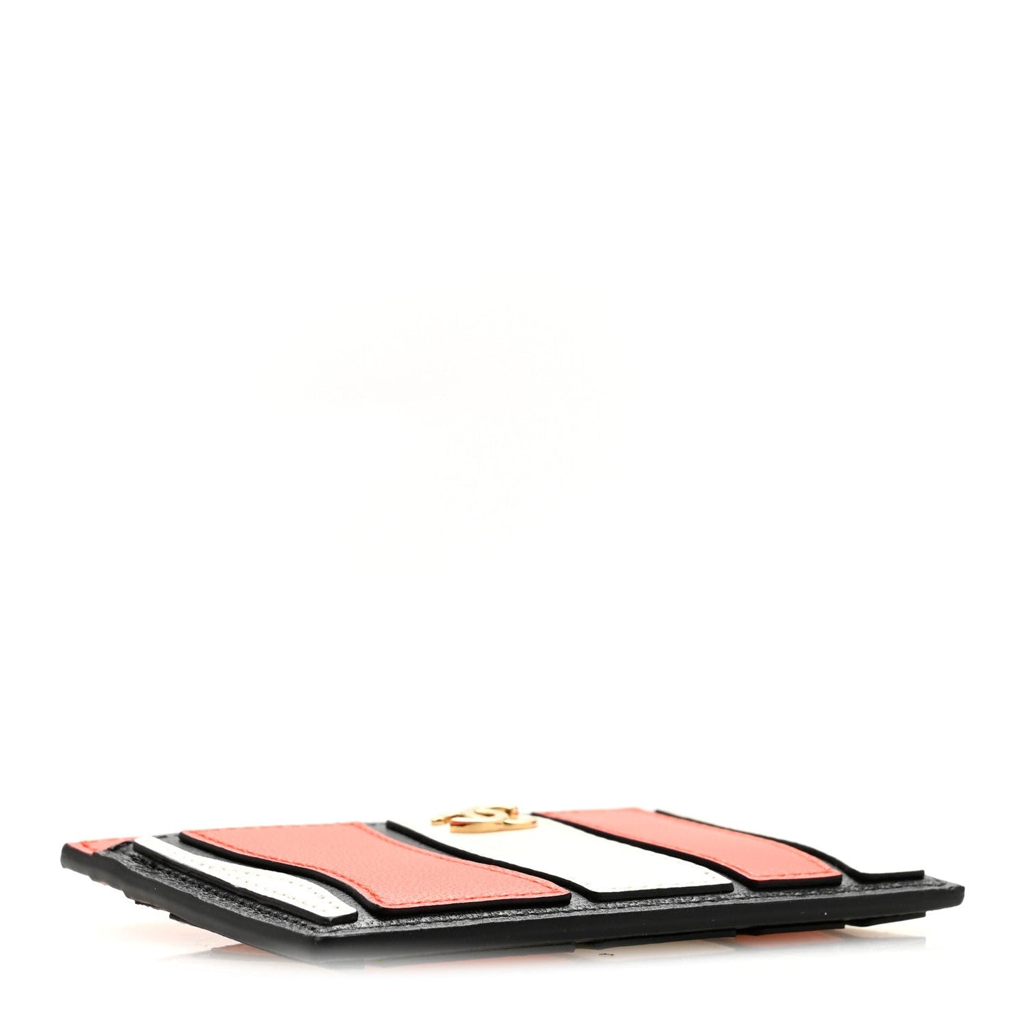 Lambskin Coco Beach Card Holder Orange White Black