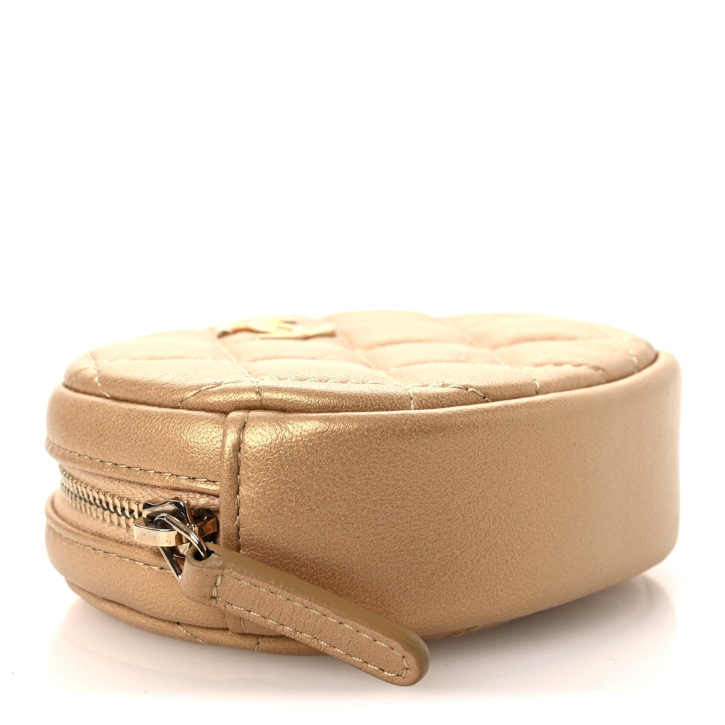 Metallic Lambskin Quilted Zip Around Classic Coin Purse Gold