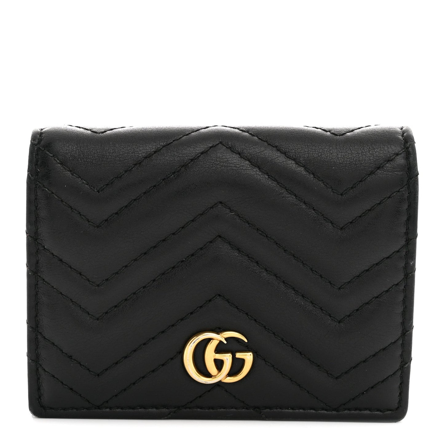 Calfskin Matelasse GG Marmont Card Case Wallet Black