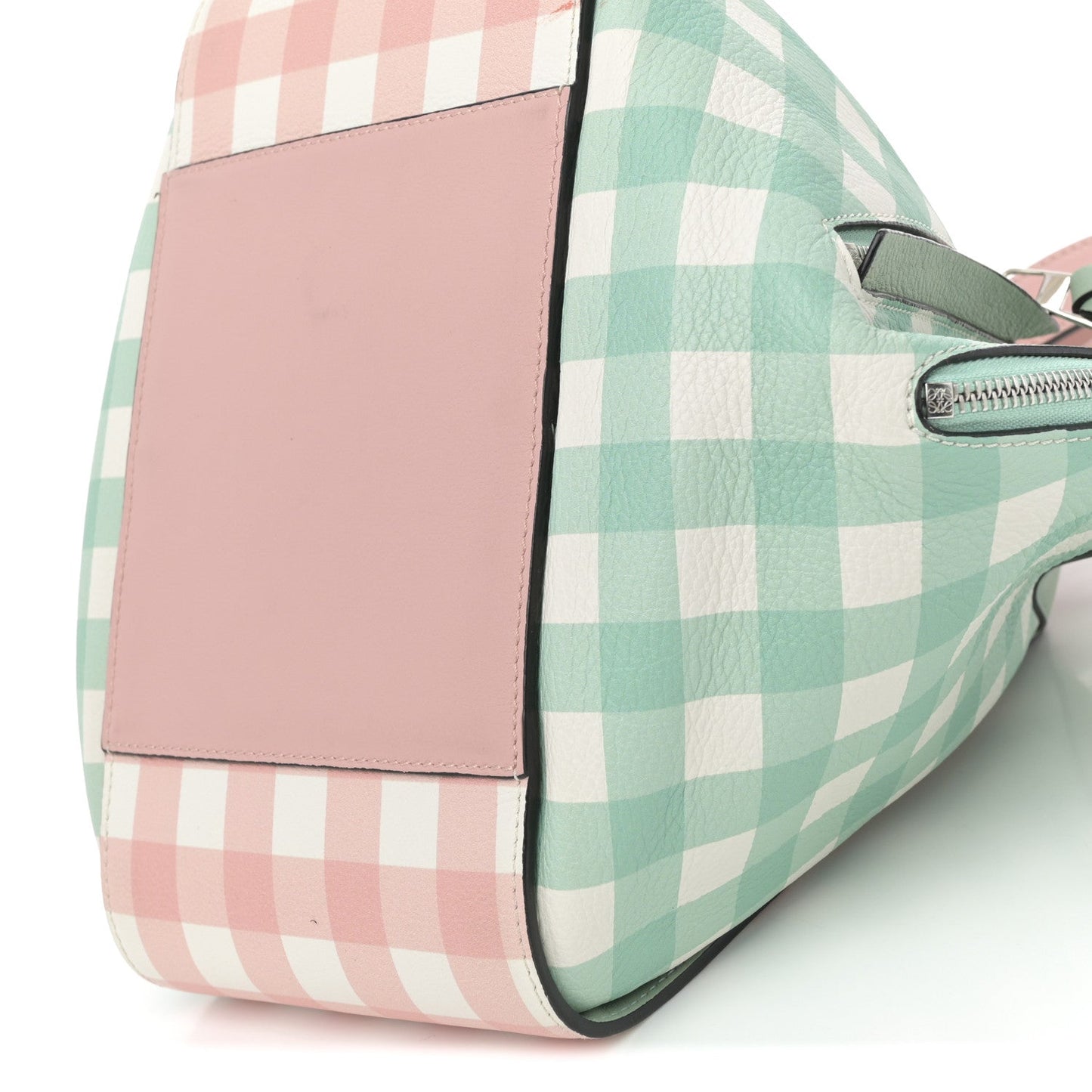 Calfskin Gingham Small Hammock Shoulder Bag Pink Green