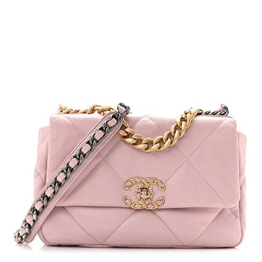 Lambskin Quilted Medium Chanel 19 Flap Light Pink