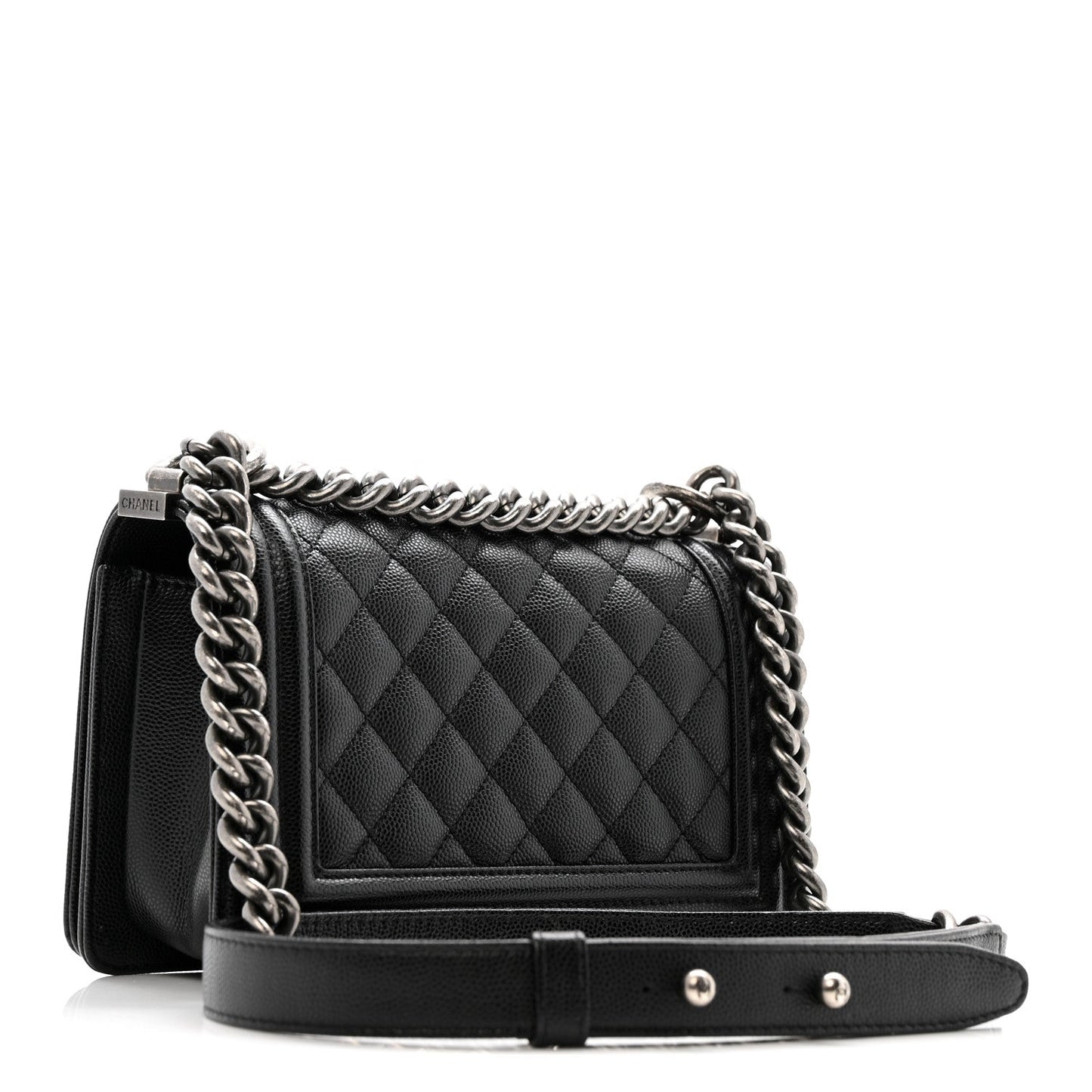 Caviar Quilted Small Boy Flap Black