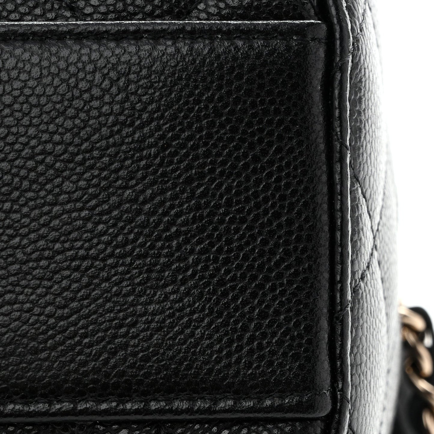 Caviar Quilted Barrel Clutch With Chain  Black
