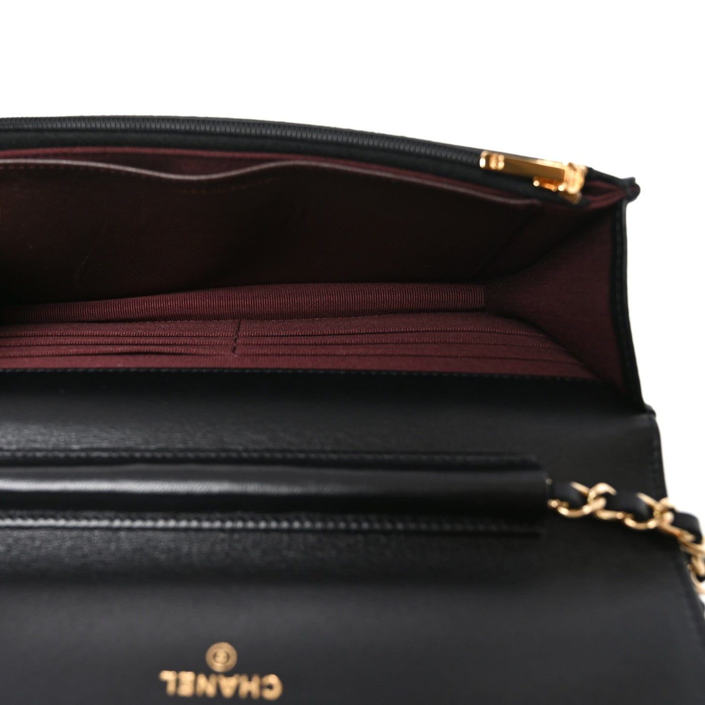 Lambskin Quilted Wallet On Chain WOC Black