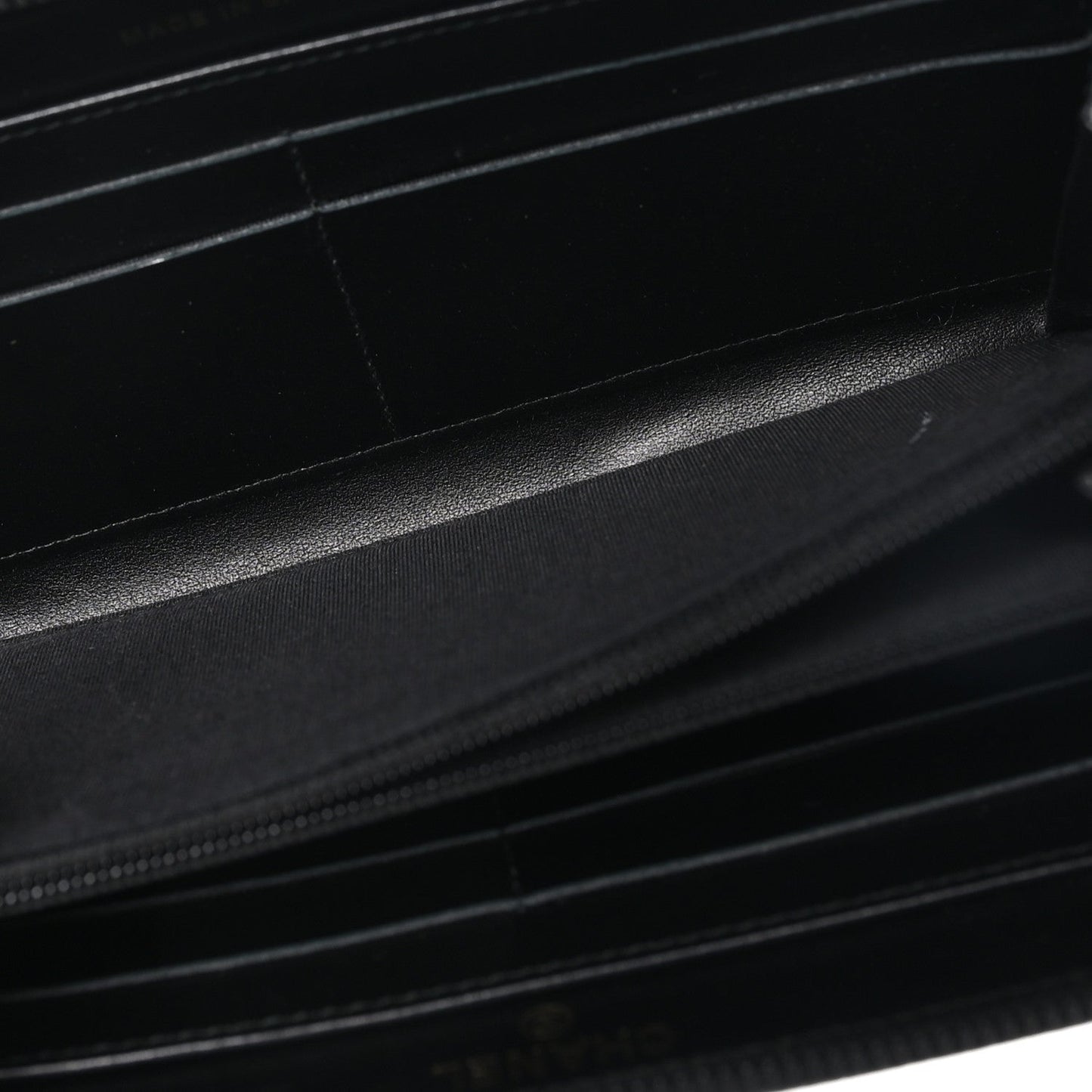 Caviar Chevron Quilted Zip Around Boy Wallet Black