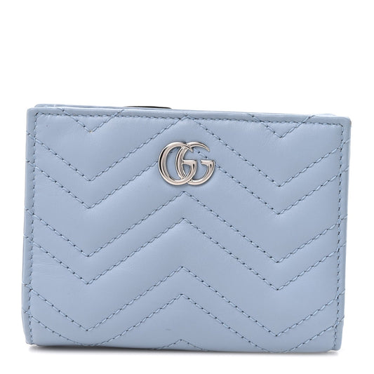 Lambskin Matelasse GG Marmont Zip Key Pouch Light Blue