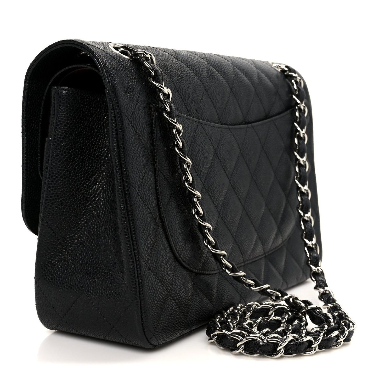 Caviar Quilted Jumbo Double Flap Black