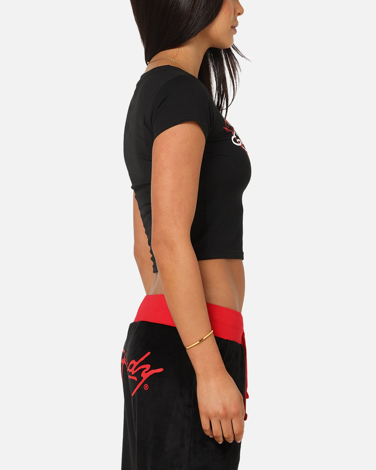 Ed Hardy Women's Tribal Baby T-Shirt Black/Red