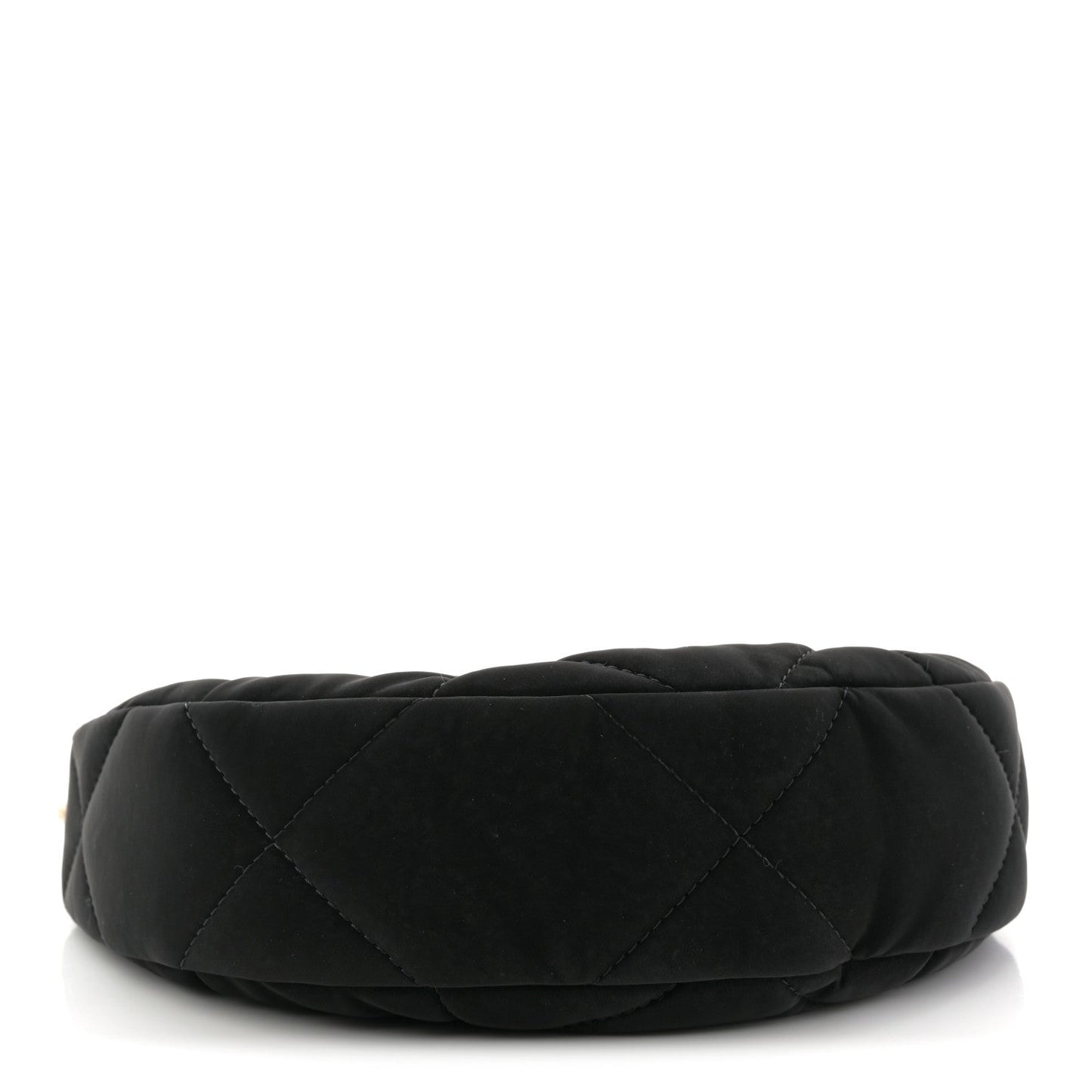 Velvet Effect Nylon Shiny Crumpled Calfskin Coco Neige Quilted Clutch With Chain Black