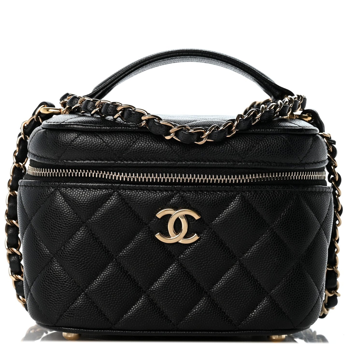Caviar Quilted Small CC Vanity Case Black