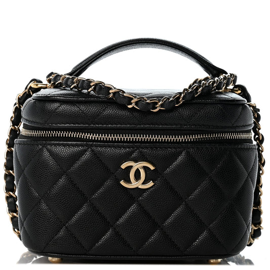 Caviar Quilted Small CC Vanity Case Black
