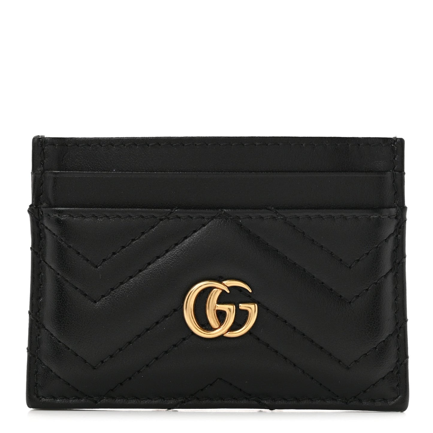 Calfskin Matelasse GG Marmont Card Holder Black