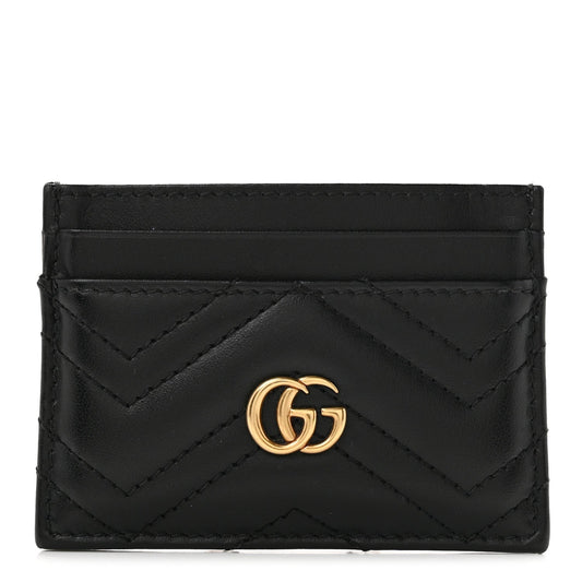 Calfskin Matelasse GG Marmont Card Holder Black
