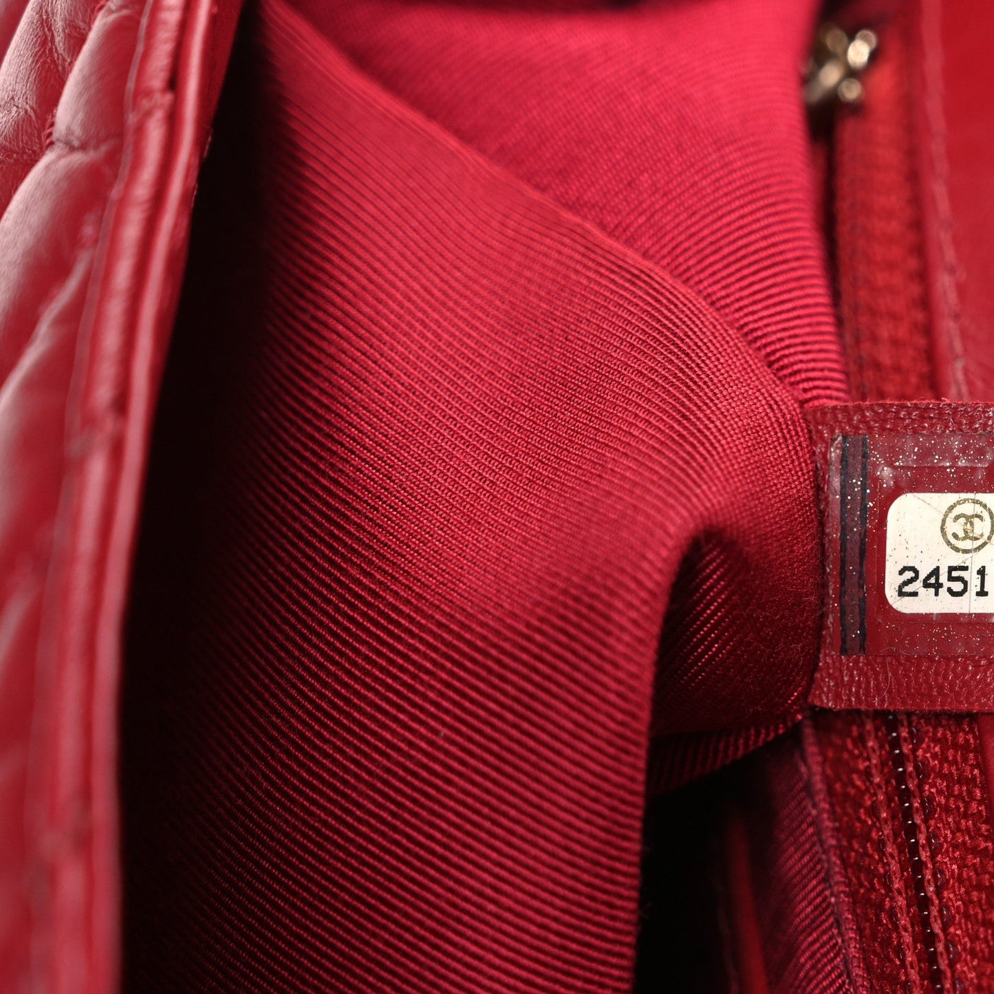 Calfskin Chevron Quilted Top Handle Flap Red