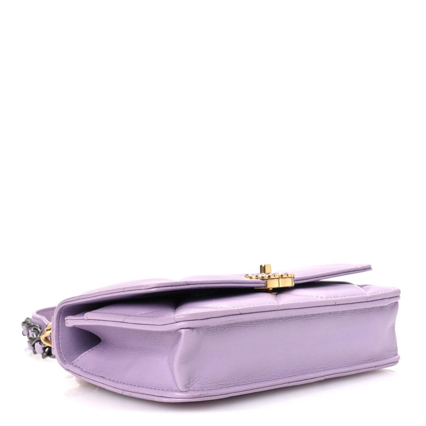 Lambskin Quilted Chanel 19 Wallet On Chain WOC Light Purple