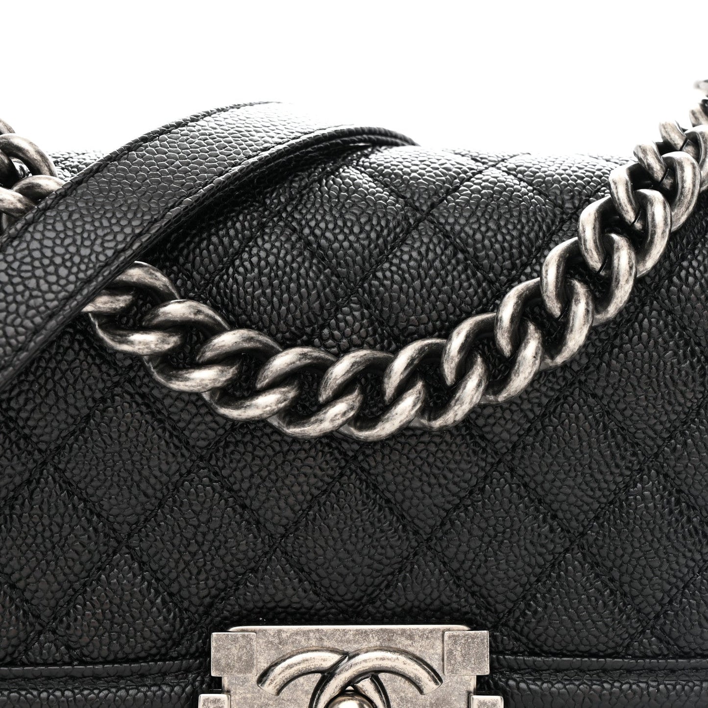 Caviar Quilted Small Boy Flap Black