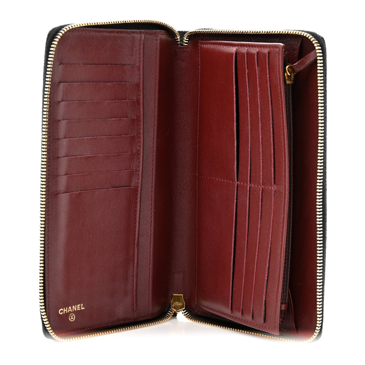Caviar Quilted Large Zip Around Organizer Wallet Black