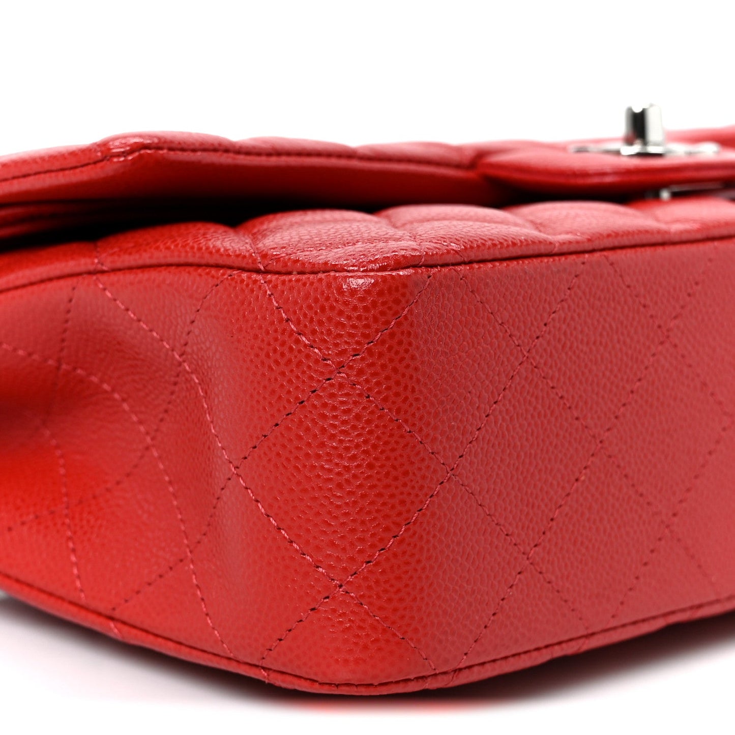 Caviar Quilted Medium Double Flap Red