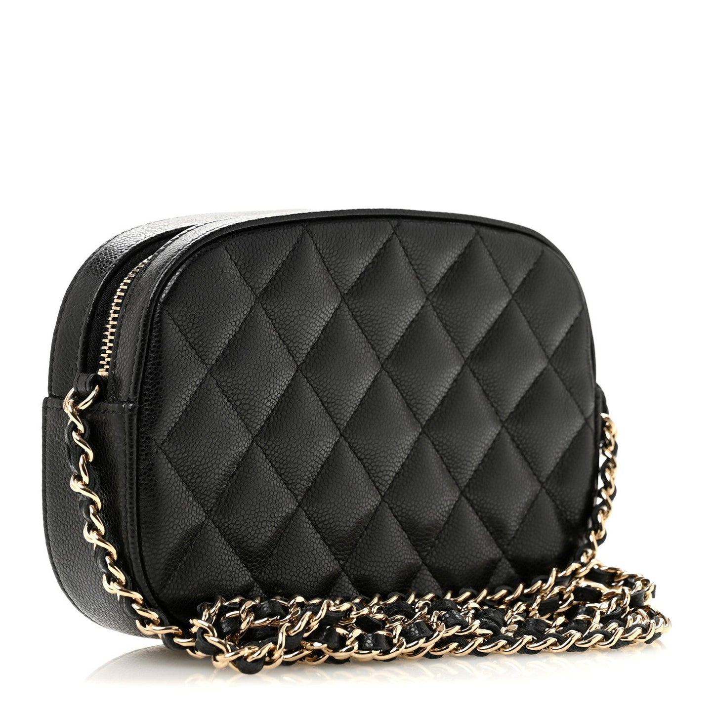 Caviar Quilted Chain Camera Bag Black