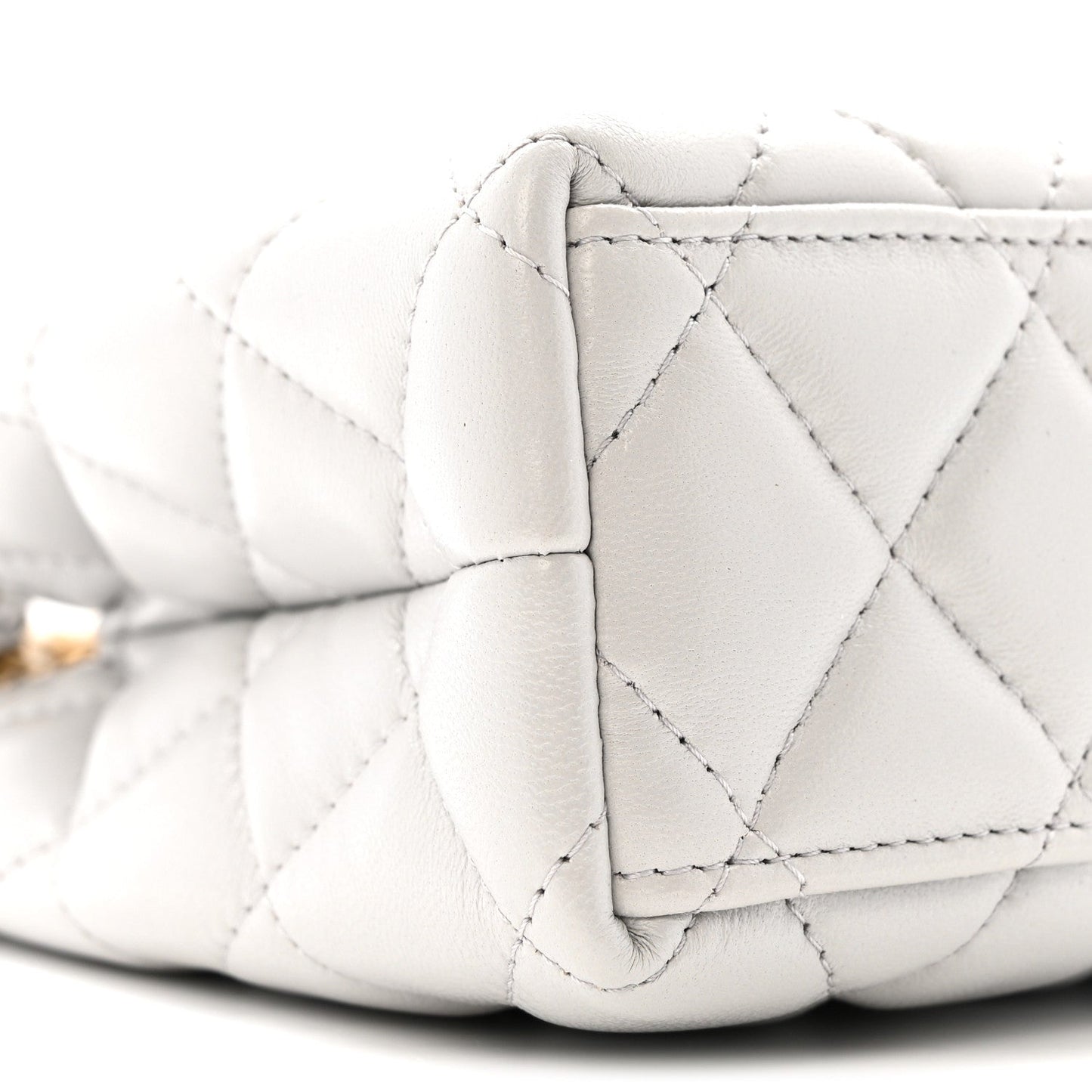 Shiny Aged Calfskin Quilted Nano Kelly Shopper Light Grey