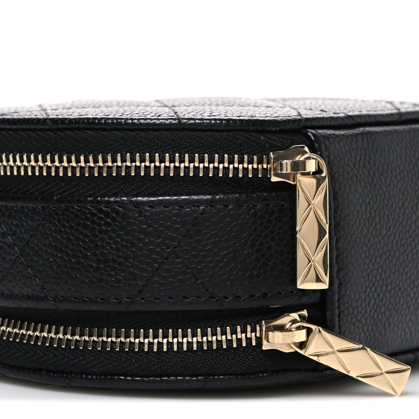 Caviar Quilted Round Handle With Care Vanity With Chain Black