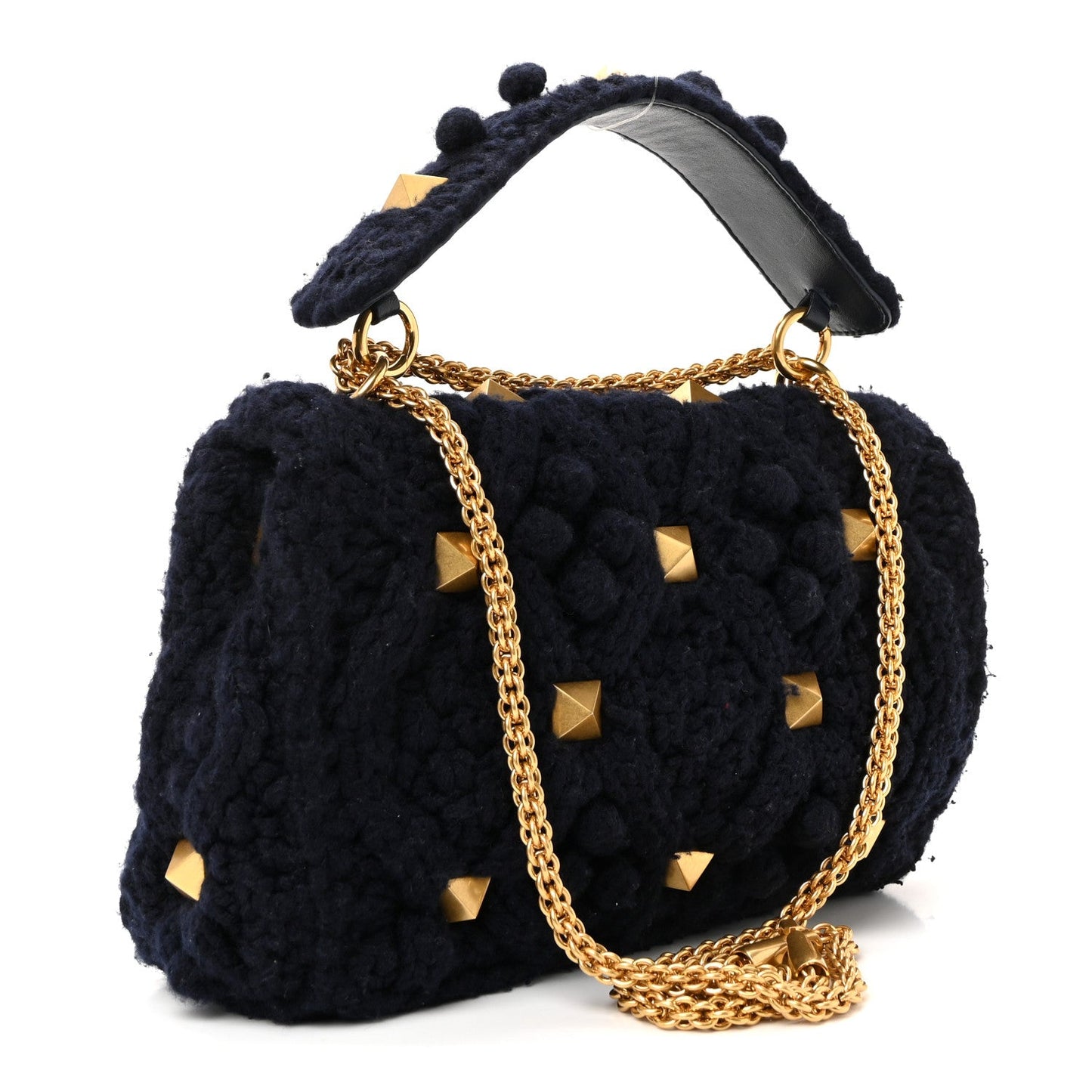 Cashmere Large Roman Stud Shoulder Bag Marine