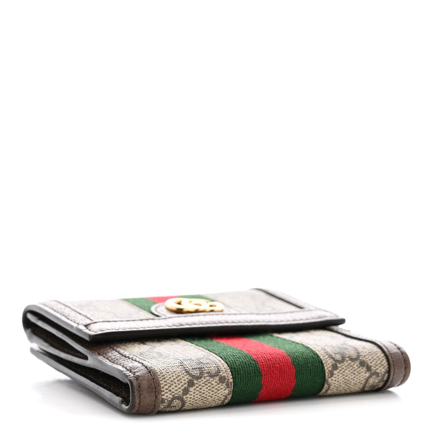 GG Supreme Monogram Web Ophidia French Flap Wallet Beige New Acero