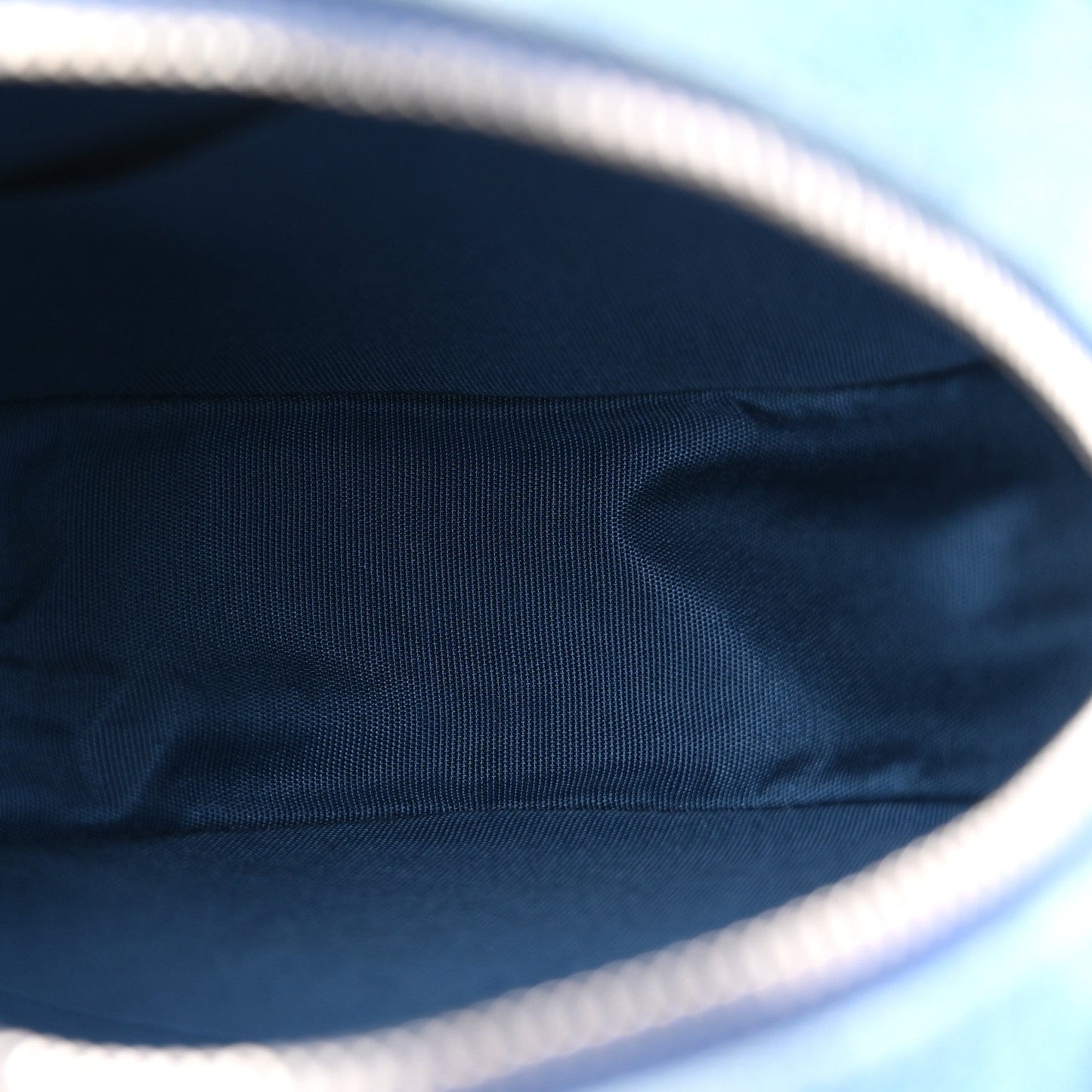 Denim Quilted Round Clutch With Chain Blue