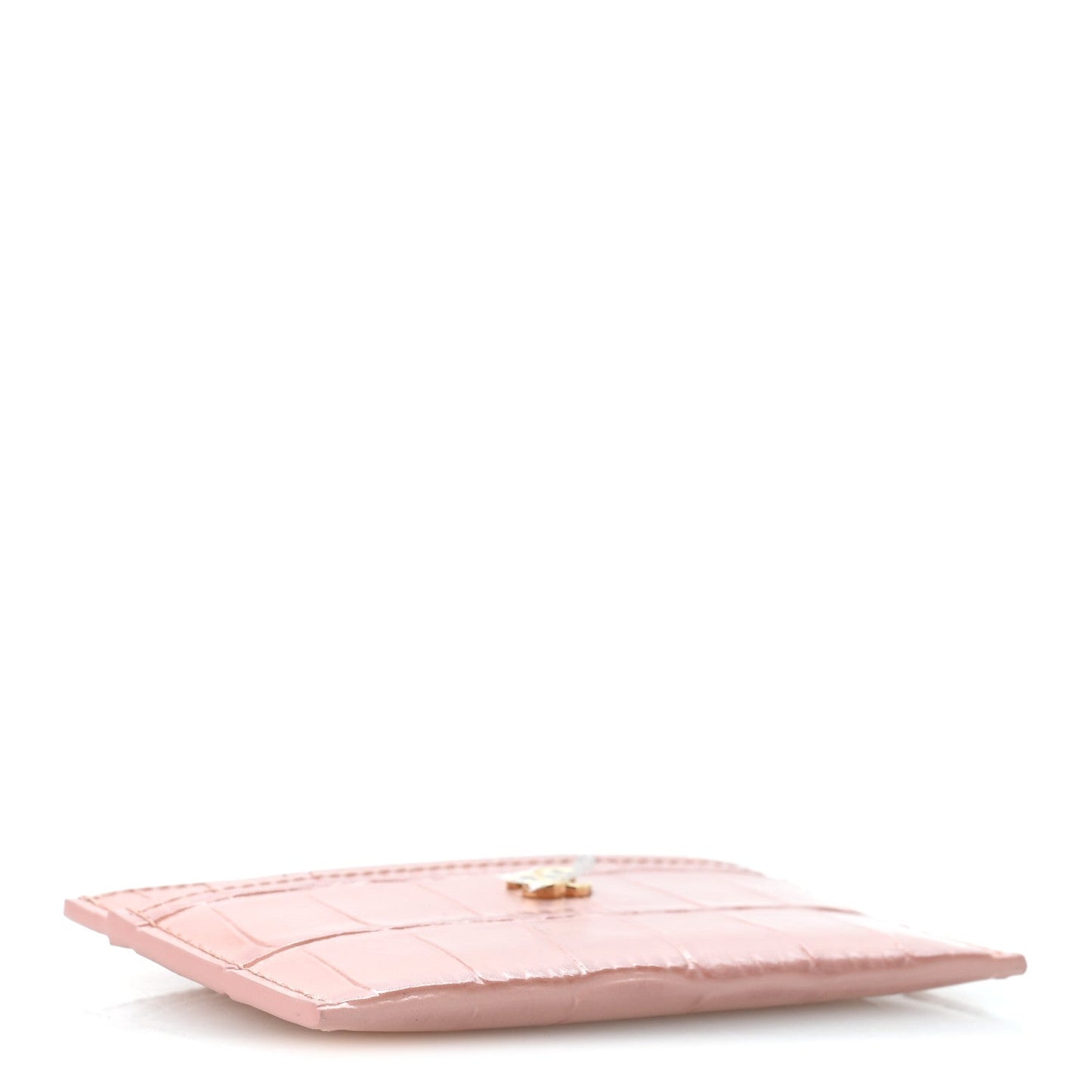Calfskin Crocodile Embossed Crococo Card Holder Light Pink