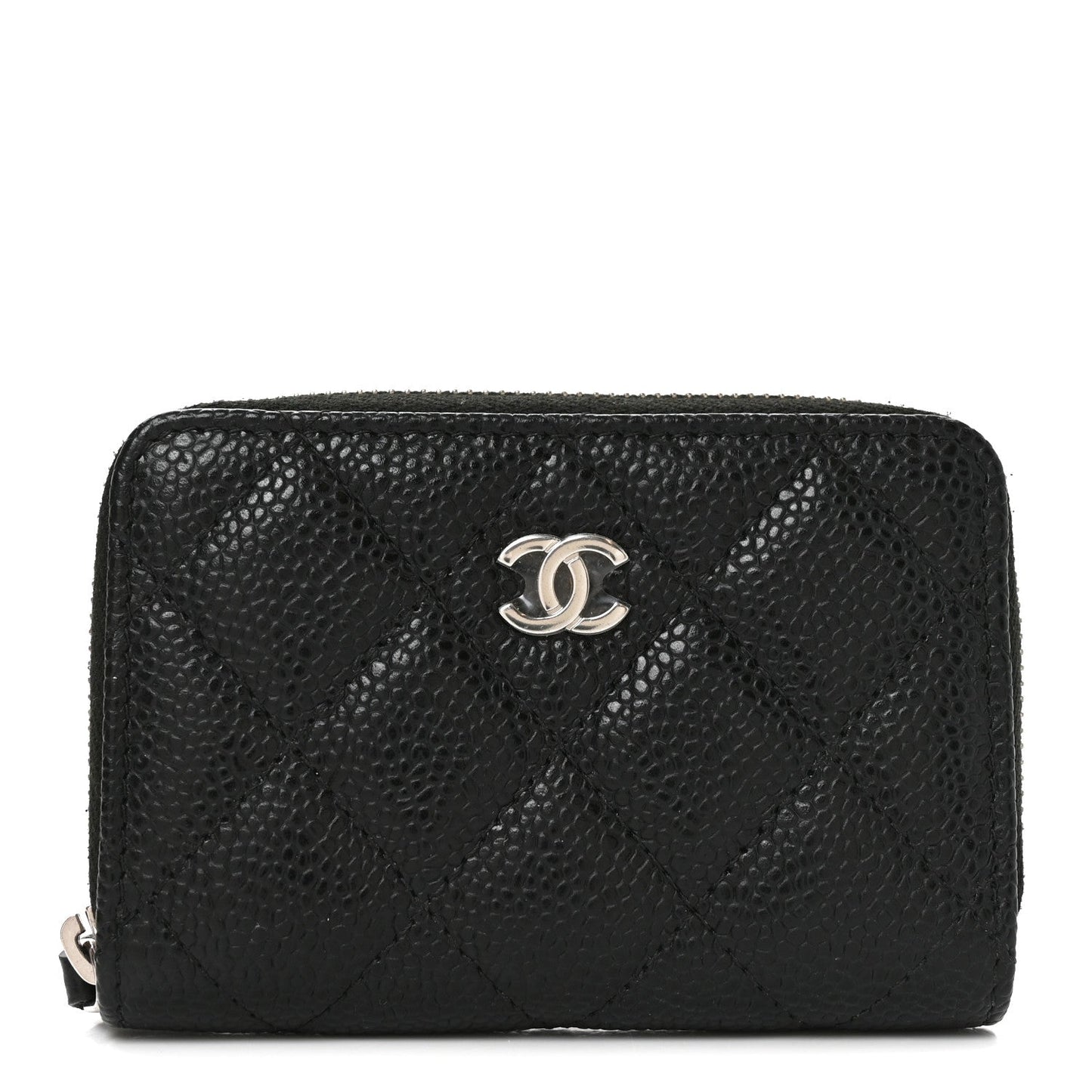 Caviar Quilted Zip Coin Purse Black