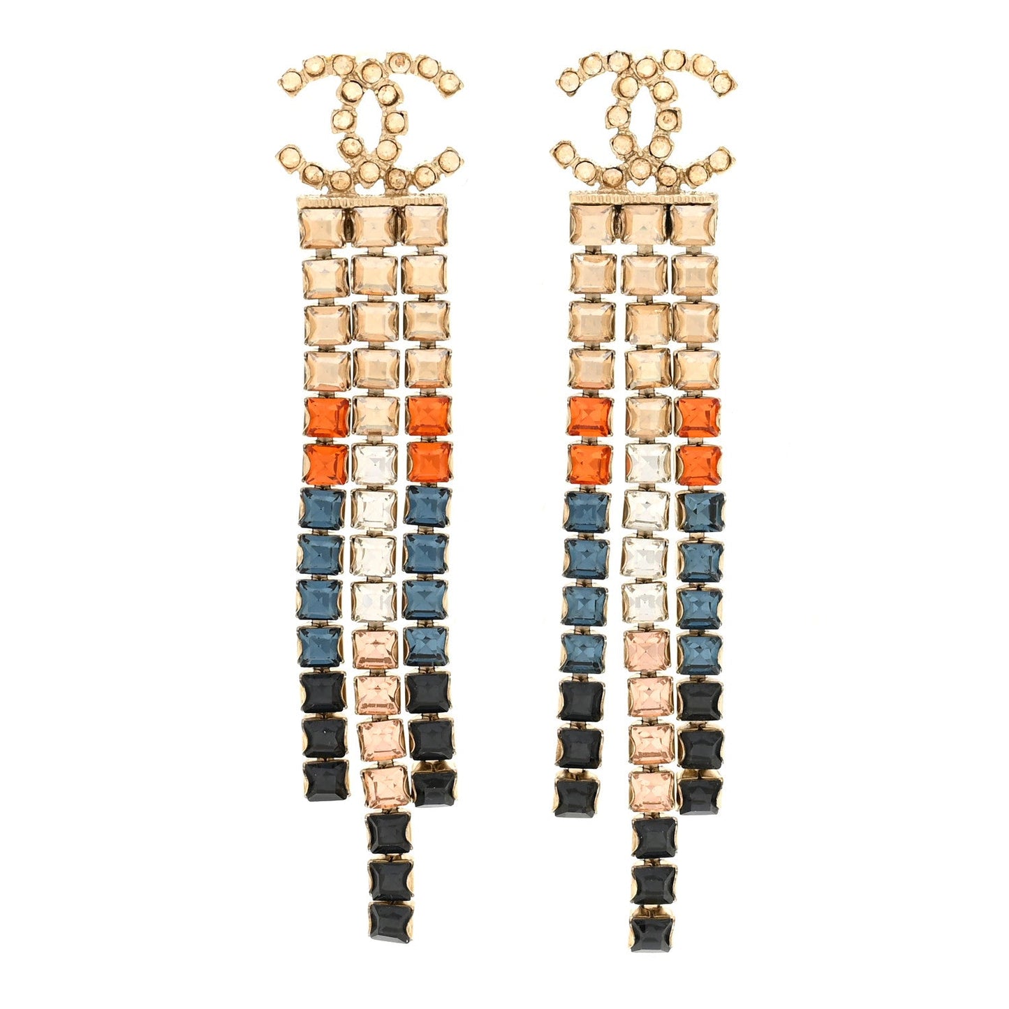 Baguette Crystal CC Drop Earrings Multi