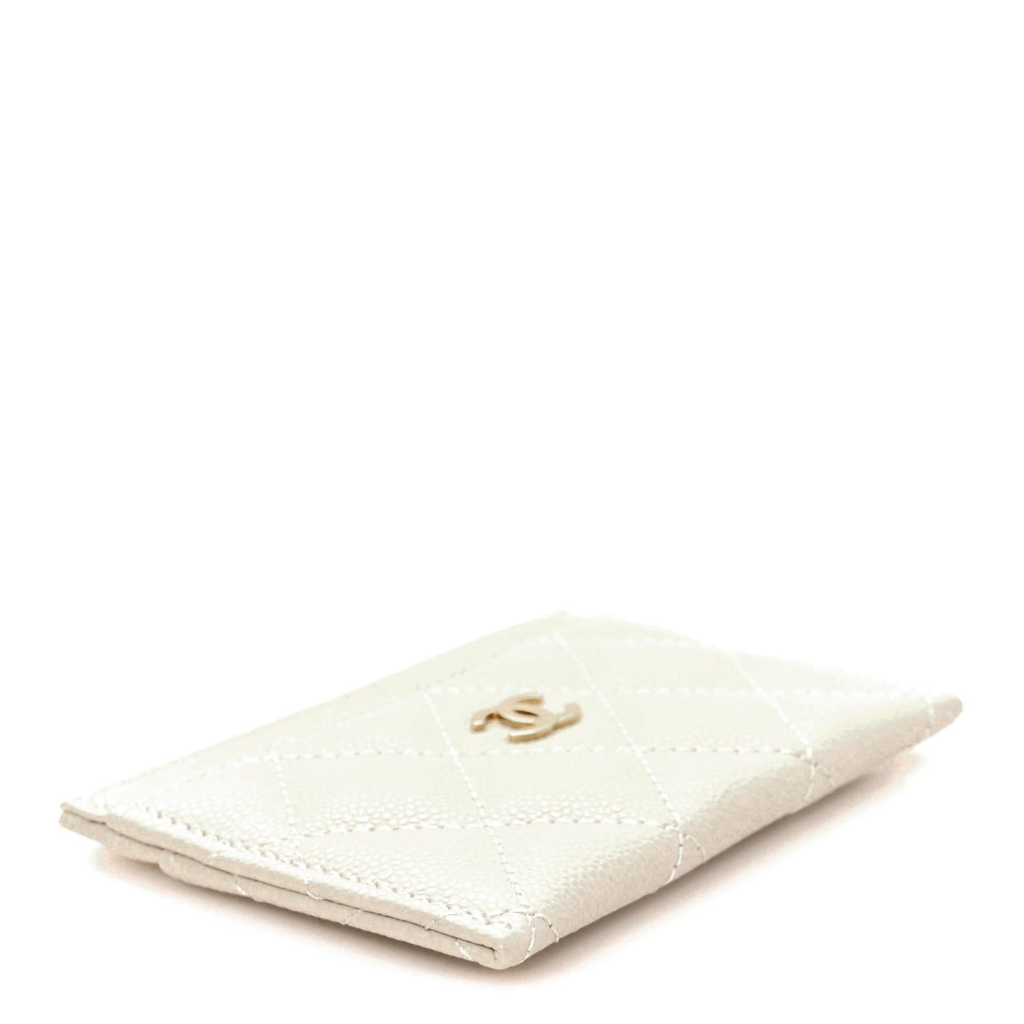 Caviar Quilted Card Holder Grey