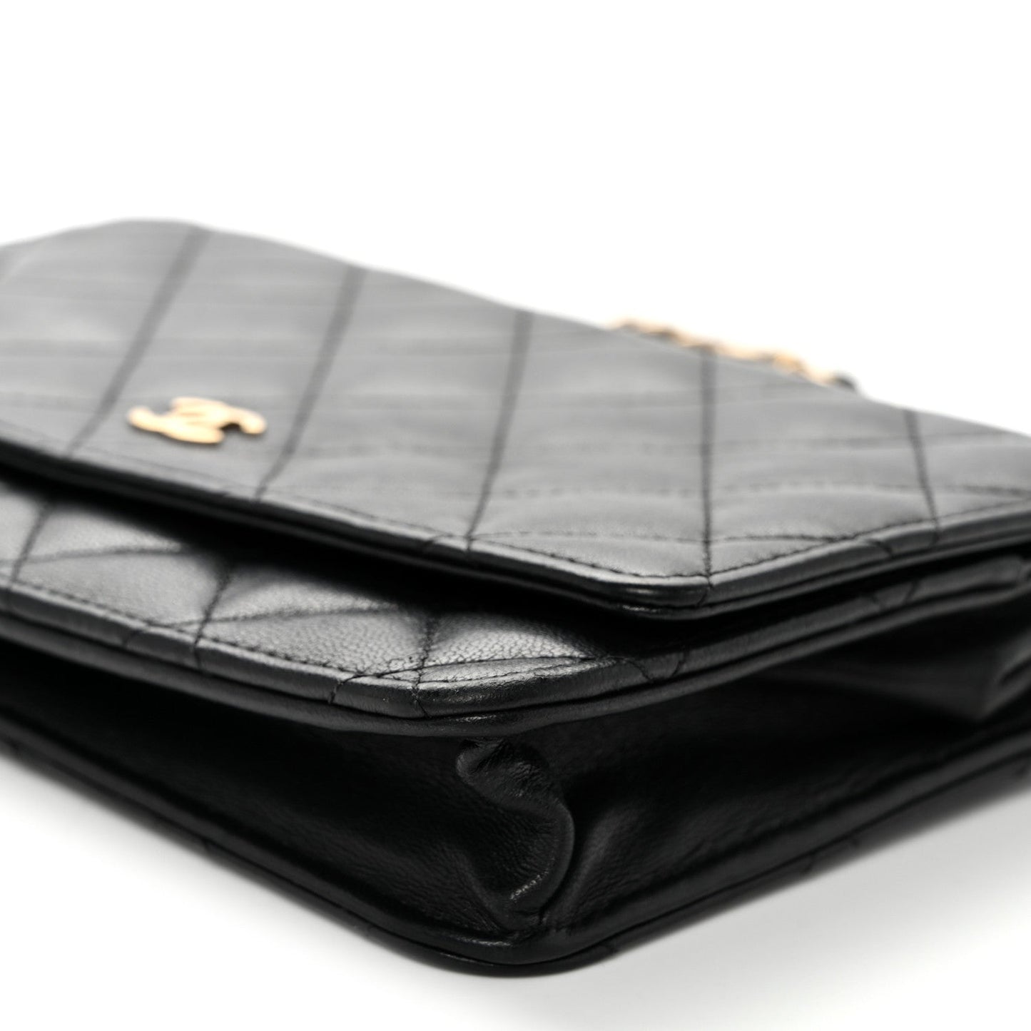 Lambskin Quilted Wallet On Chain WOC Black