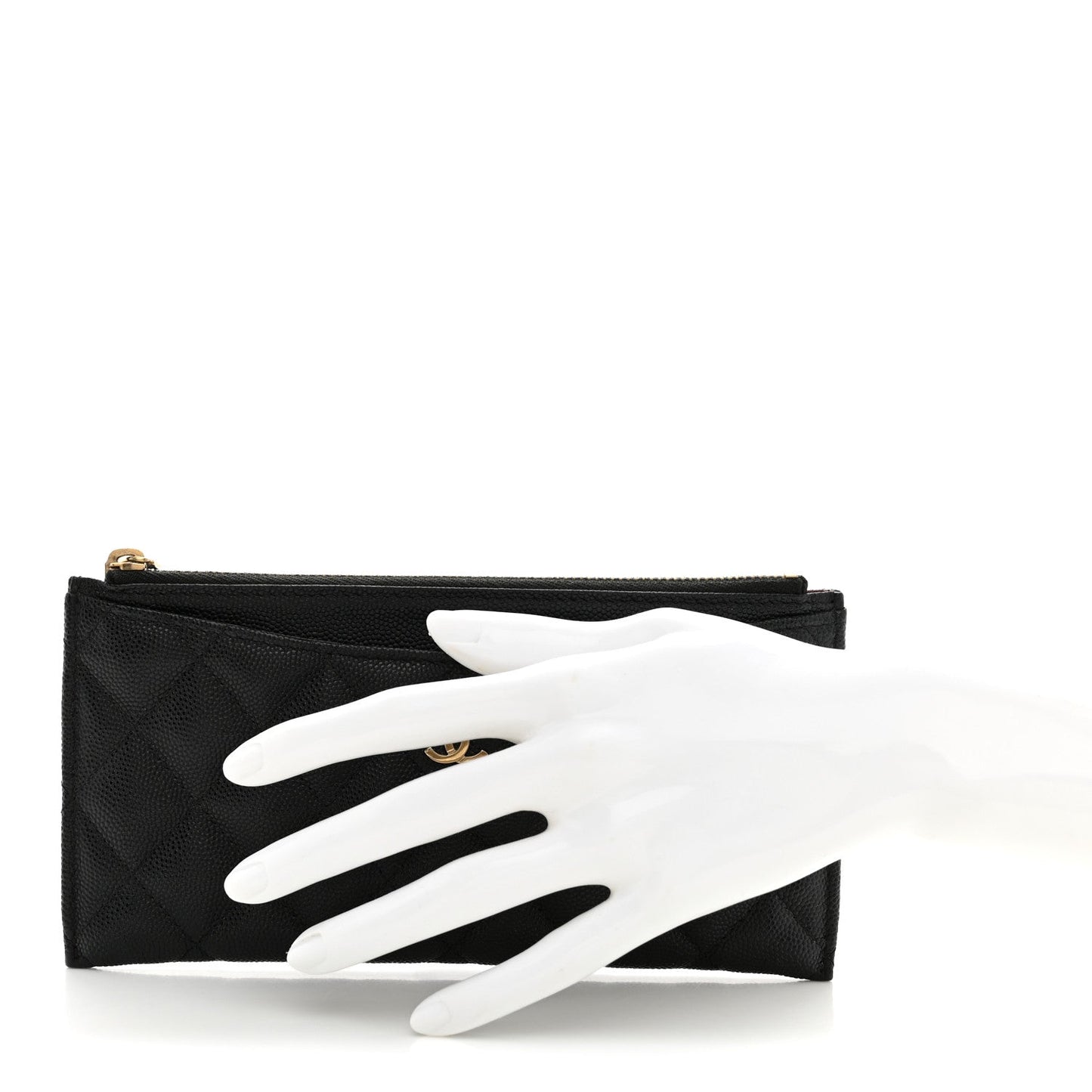 Caviar Quilted Classic Zip Pouch Black