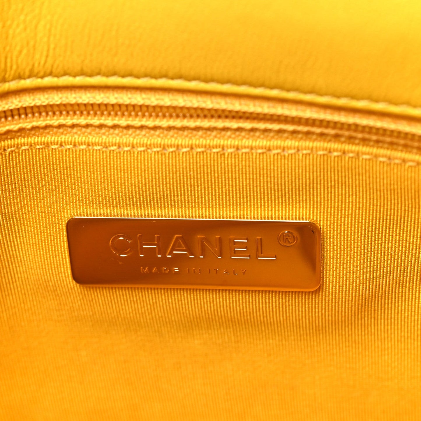 Shiny Goatskin Quilted Medium Chanel 19 Flap Yellow