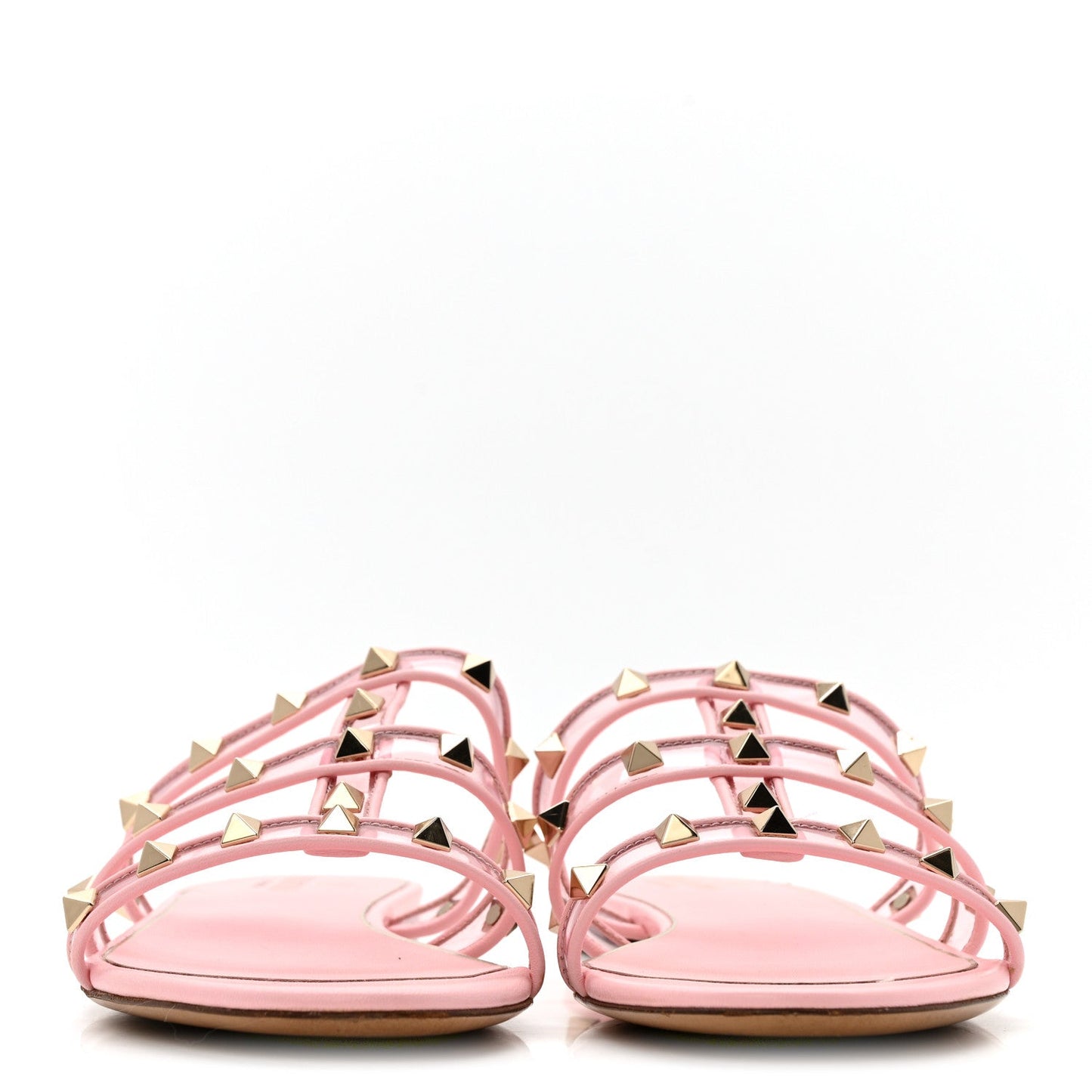 Rockstud PVC Caged Flat Slide Sandals 39.5  Pink