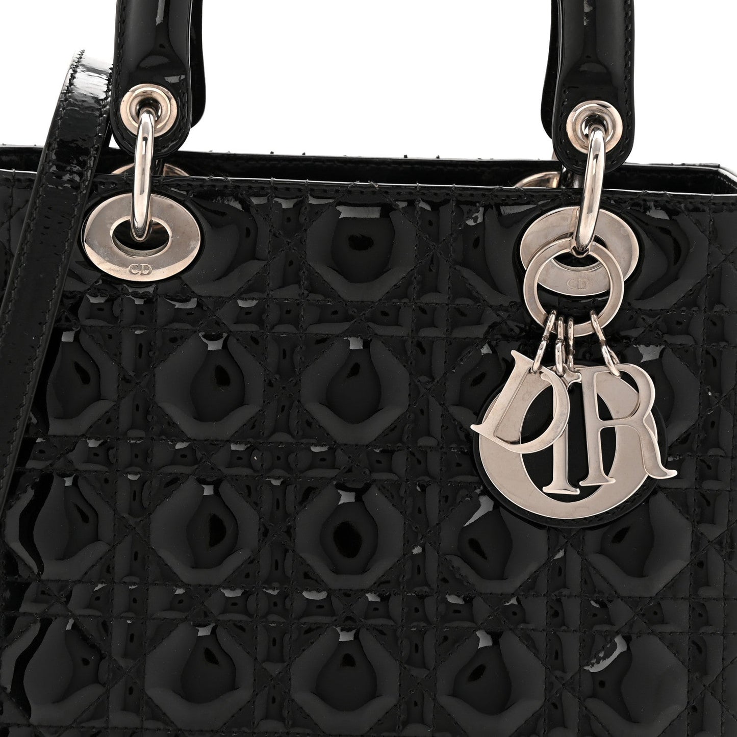 Patent Cannage Medium Lady Dior Black