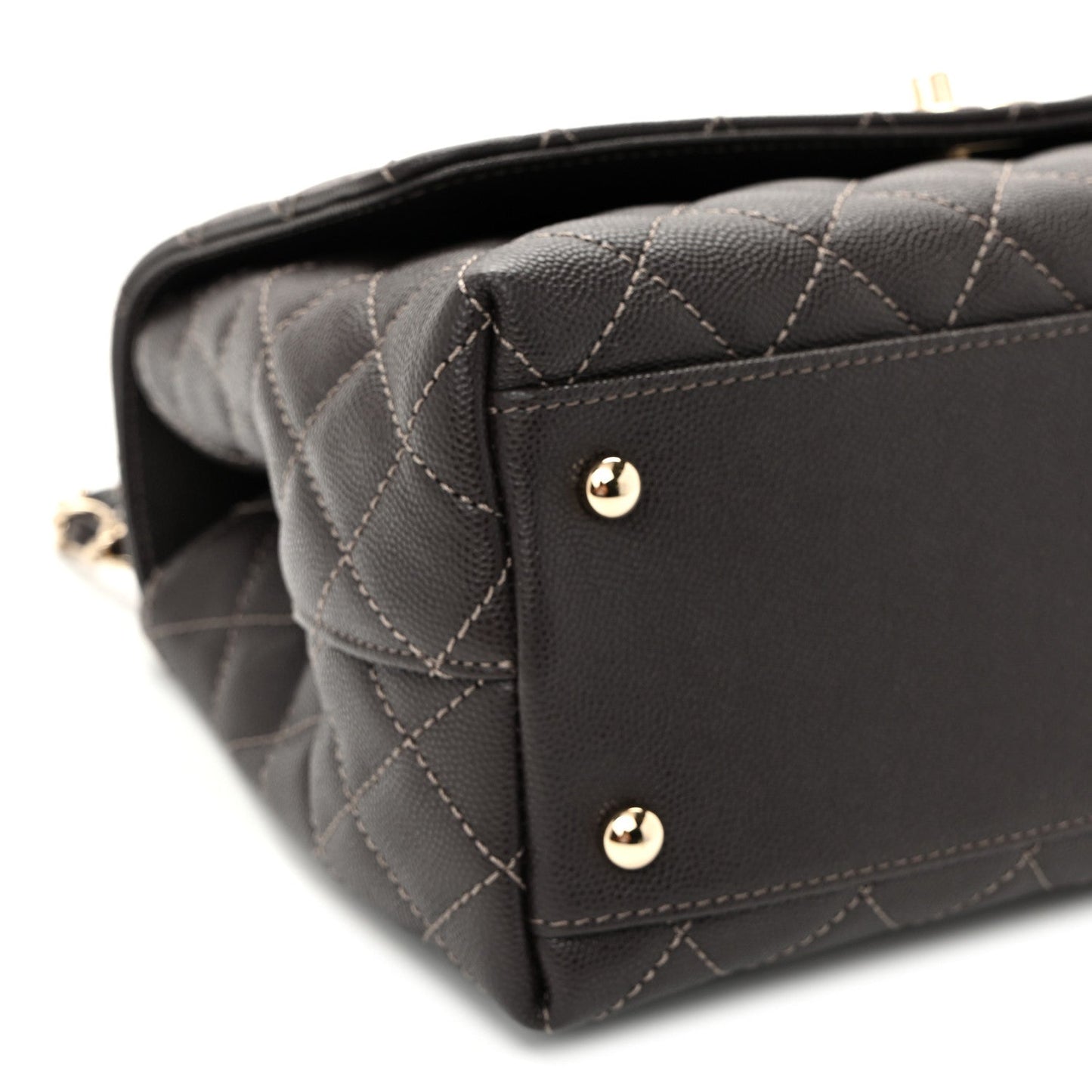 Caviar Quilted Small Coco Handle Flap Dark Brown Dark Brown