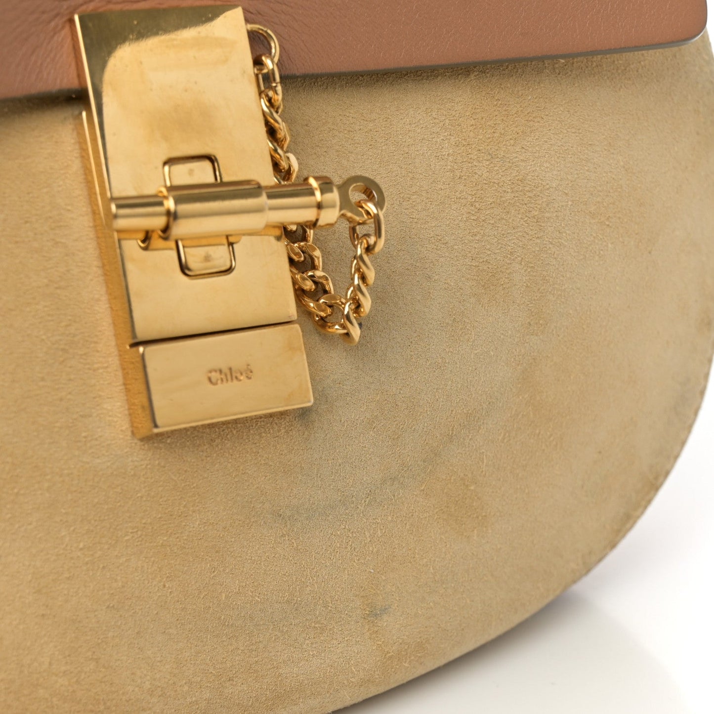 Suede Smooth Calfskin Drew Shoulder Bag Milky Coffee