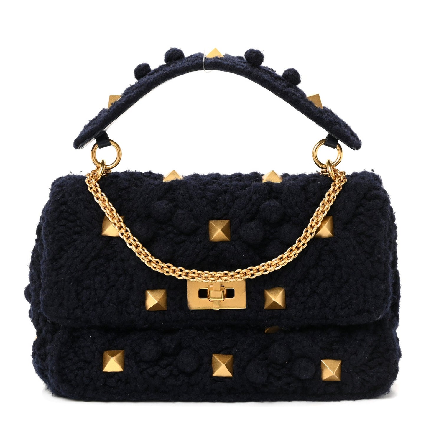 Cashmere Large Roman Stud Shoulder Bag Marine